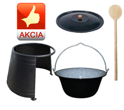 Smaltovaný kotlík + pokrievka + ohnisko