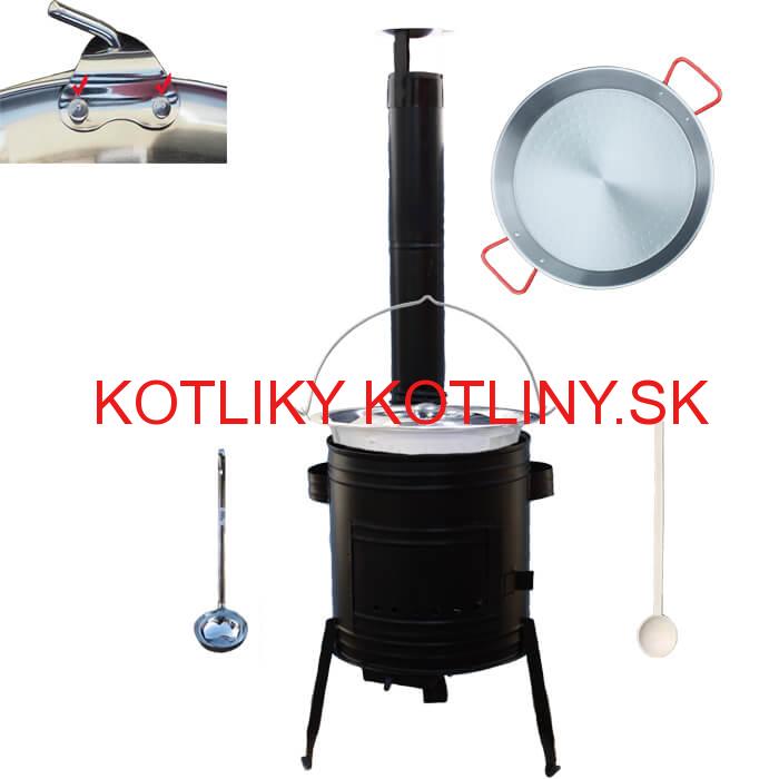 Paella oceľová panvica 38 cm s nerezovým kotlíkom 15 L (0,8 mm) a kotlinou