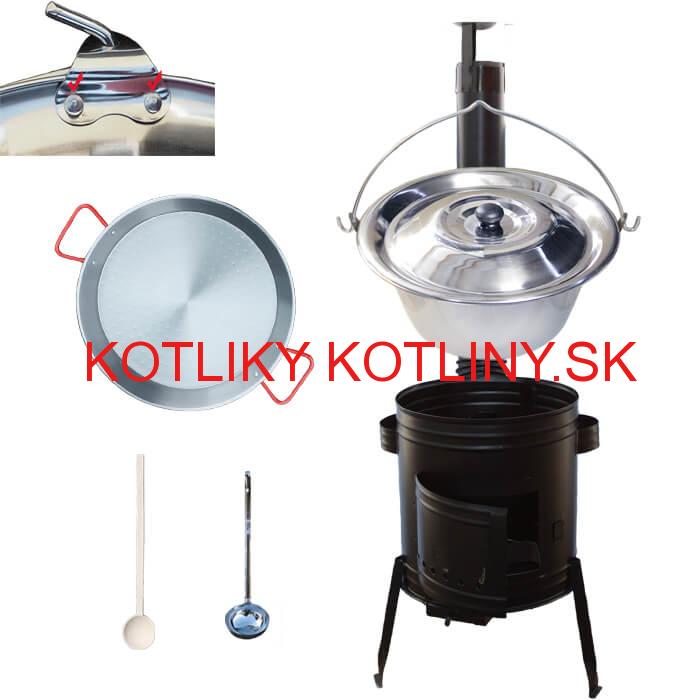 Paella oceľová panvica 38 cm s nerezovým kotlíkom 15 L (0,8 mm) a kotlinou