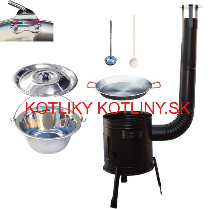 Paella oceľová panvica 38 cm s nerezovým kotlíkom 15 L (0,8 mm) a kotlinou