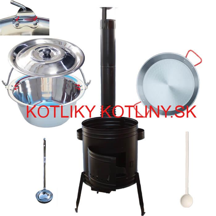 Paella oceľová panvica 38 cm s nerezovým kotlíkom 15 L (0,8 mm) a kotlinou