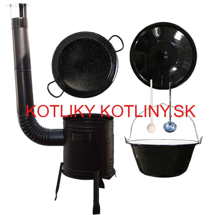 Paella smaltovaná panvica 34 cm so smaltovaným kotlíkom 10 L (1,2 mm) a kotlinou