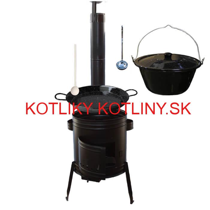 Paella smaltovaná panvica 34 cm so smaltovaným kotlíkom 10 L (1,2 mm) a kotlinou