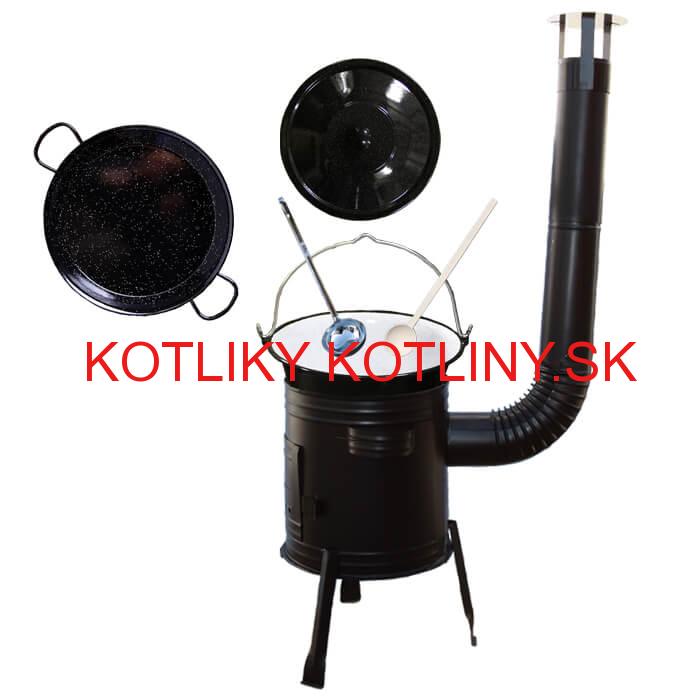 Paella smaltovaná panvica 34 cm so smaltovaným kotlíkom 10 L (1,2 mm) a kotlinou