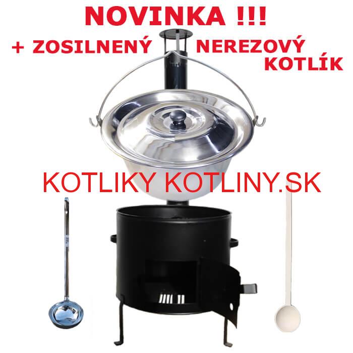 Nerezový kotlíkový set 45 cm + zosilnený nerezový kotlík 30 L