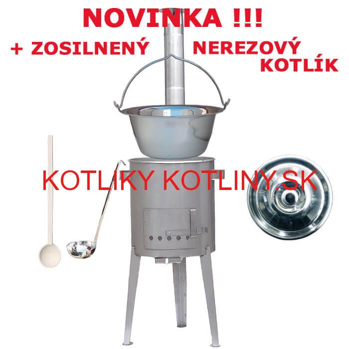 Zosilnený nerezový kotlík 20 L + nerezová kotlina 42 cm LUXUS