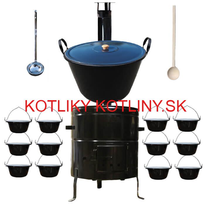 Smaltovaný kotol 70 L + servírovacie kotlíky (12 ks) BIG PARTY