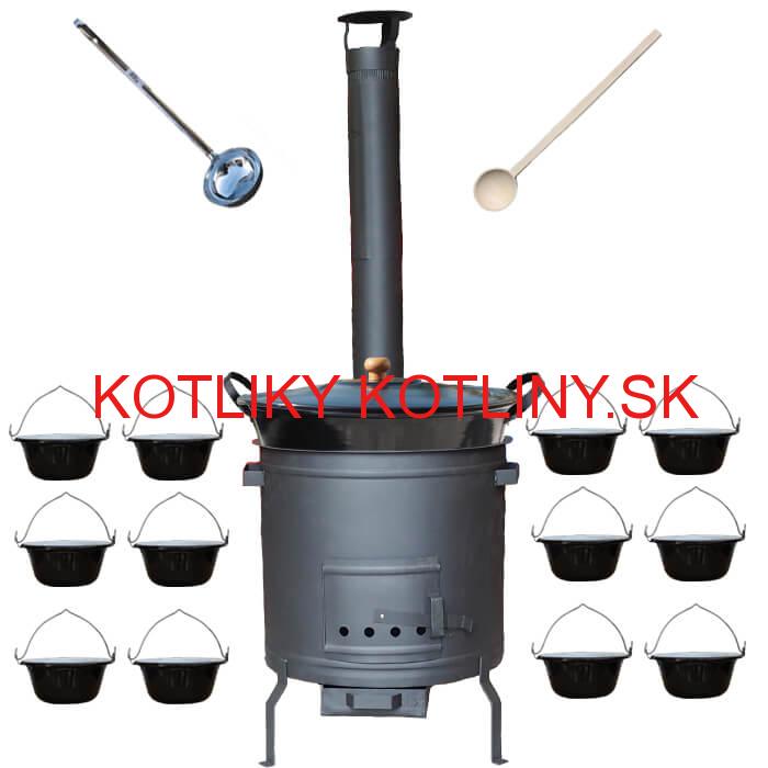 Smaltovaný kotol 50 L + servírovacie kotlíky (12 ks) PLUS 600
