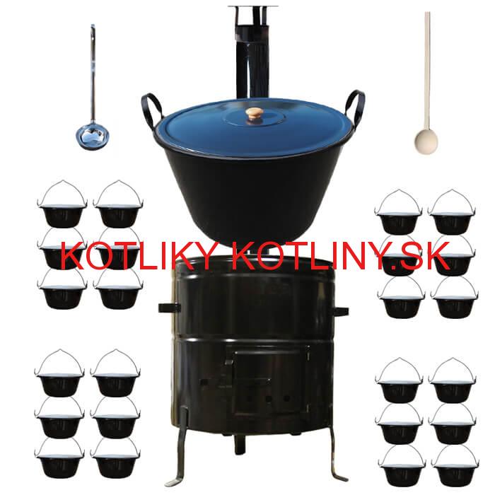 Smaltovaný kotol 80 L + servírovacie kotlíky (24 ks) BIG PARTY