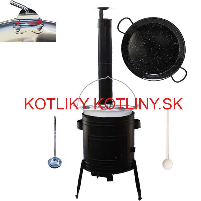 Paella smaltovaná panvica 38 cm s nerezovým kotlíkom 15 L (0,8 mm) a kotlinou