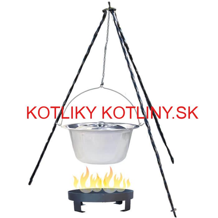 Antikorový kotlík 10 L (0,8 mm) + Ohnisko + stojan 1,2 m