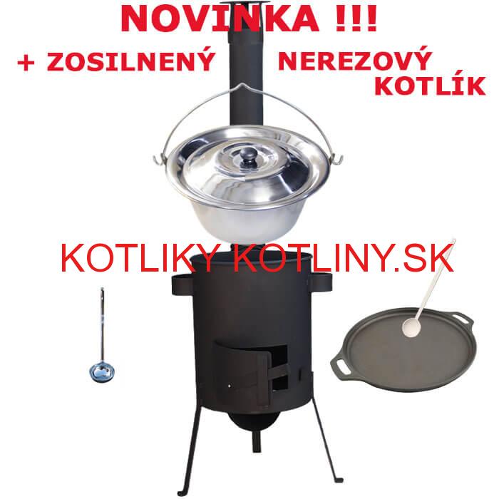 Antikorový kotlík 20 L (0,8 mm) + Liatinová panvica 43 cm + žiaruvzdorná kotlina 42 PLUS 600 4 MM