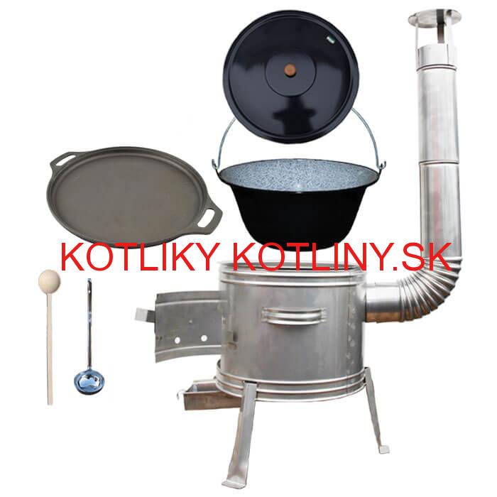 Smaltovaný kotlík 20 L + Liatinová panvica 43 cm + nerezová kotlina 42 cm TOPLUX