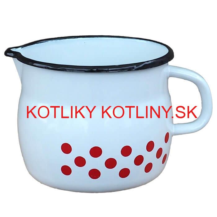 Smaltovaný hrnček s výlevkou 1,5 L baňatý - bodkovaný