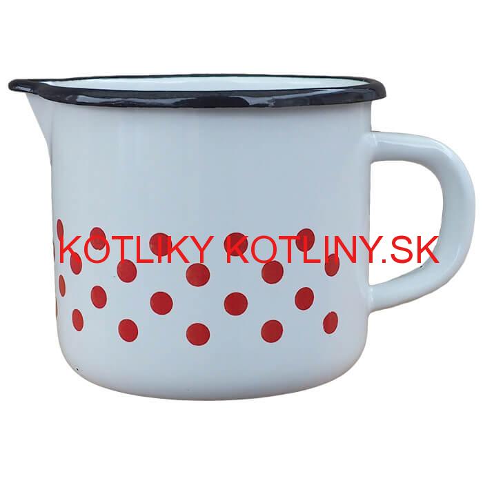 Smaltovaný hrnček s výlevkou 1 L - bodkovaný