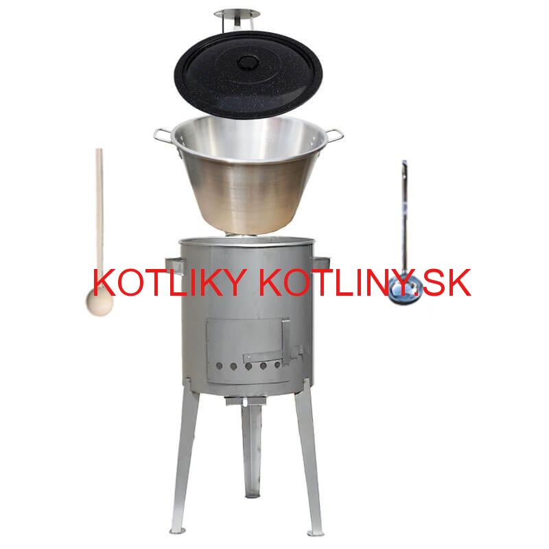 Nerezový kotol 40 L (1,2 mm) + nerezová kotlina 45 cm LUXUS + naberačka a vareška