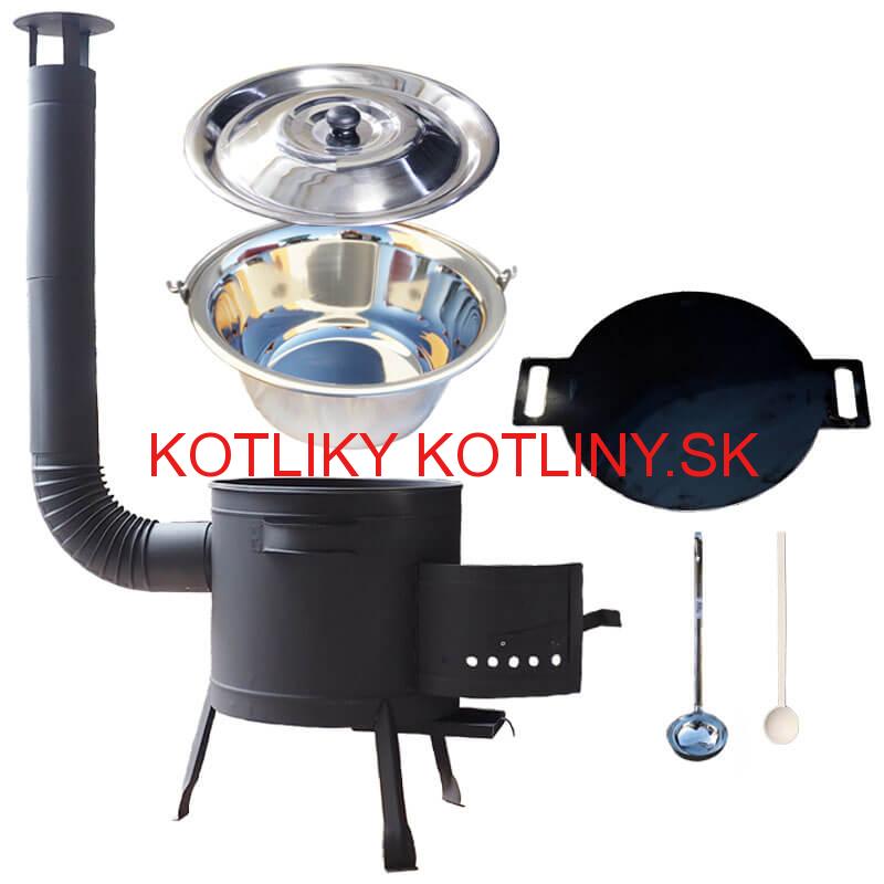 Nerezový kotlík 20 L (1,2 mm) INOX + železná panvica 44 cm UNI + kotlina 42 cm PLUS 600