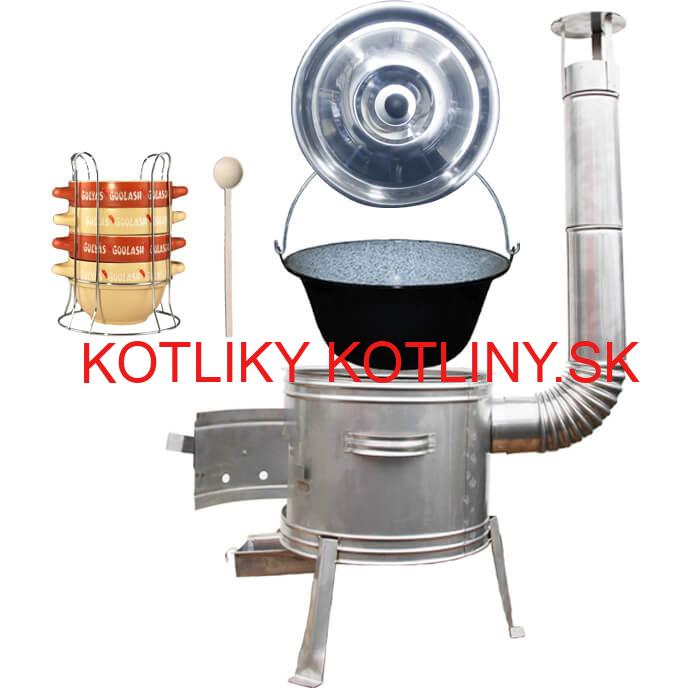 Smaltovaný kotlík 22 L (1,2 mm) + misky na guláš 4 ks + nerezová kotlina 42 cm TOPLUX