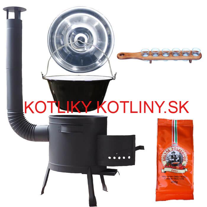 Smaltovaný kotlík 20 L (1,2 mm) + korenie + štamperlíky + nízka žiaruvzdorná kotlina (0,8 mm) 42 PLUS 600