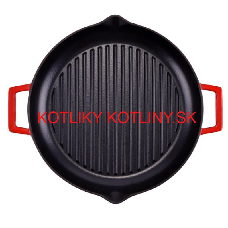 Liatinová posmaltovaná panvica na grilovanie 31 cm s výlevkami BBQ