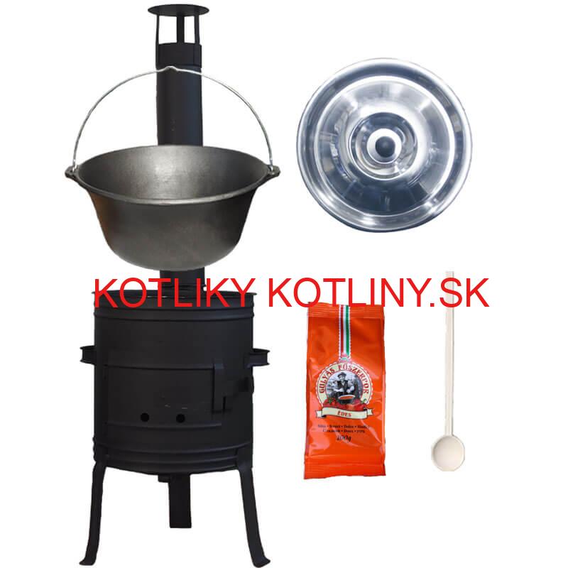 Liatinový kotlík 10,8 L + kotlina 33 cm (1 mm) + žiaruvzdorná farba Plus 700