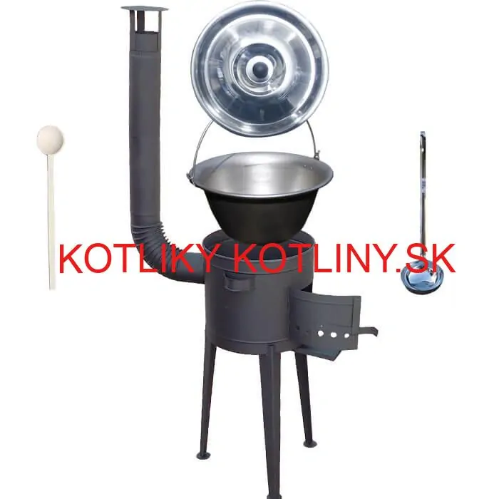 Nerezový kotlík 20 L (1,5 mm) + vysoká žiaruvzdorná kotlina (2,0 mm) HODO 42 cm PLUS 600 + vareška + naberačka
