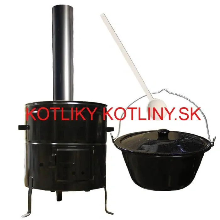 Smaltovaný kotlík 30 L (1,2 mm) + kovová kotlina 50 CLASSIC (KOV) + dymovod Max Party