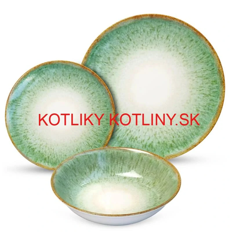 Súprava keramických tanierov 18 ks GREEN