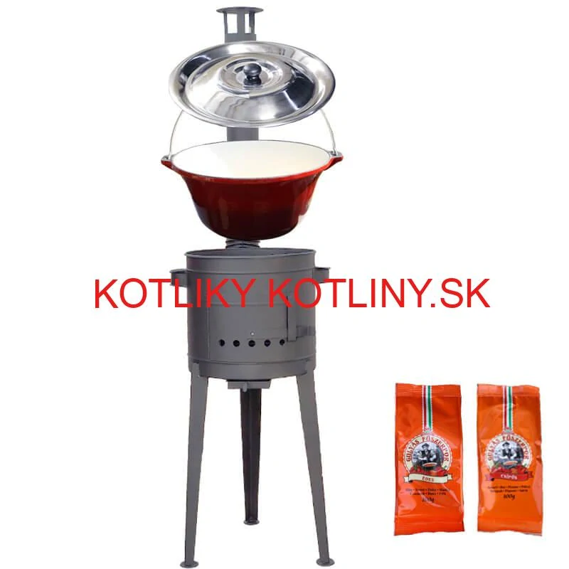Liatinový kotlík so smaltovanou úpravou 22 L + vysoká kotlina 42 PLUS 600 + paprikové korenie na guláš - MIX 100 g