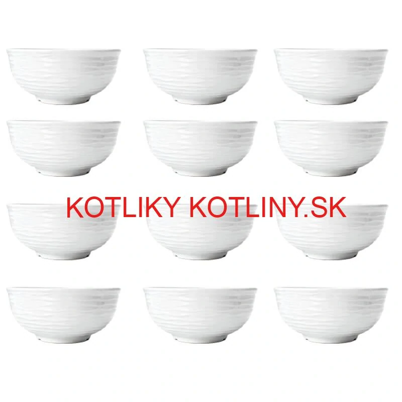 Set 12 ks: Prémiové biele misky s kamennou štruktúrou (750 ml)