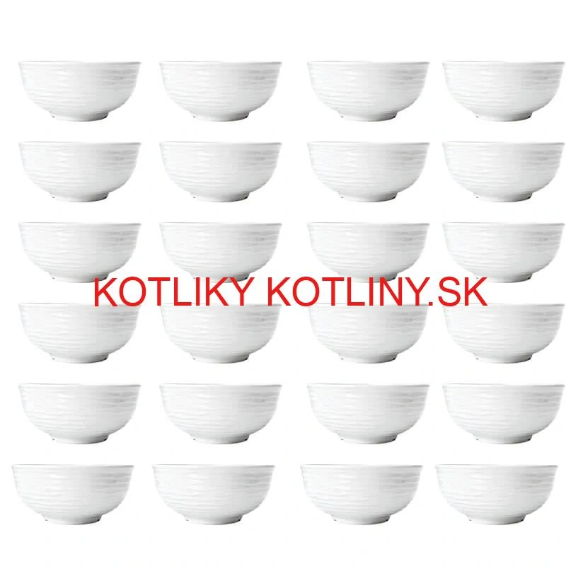 Set 24 ks: Prémiové biele misky s kamennou štruktúrou (750 ml)