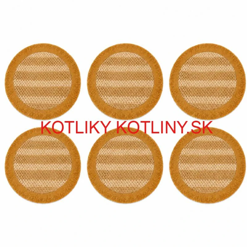 Okrúhle prírodné podložky pod tanier so strapcami 37 cm, 6 ks