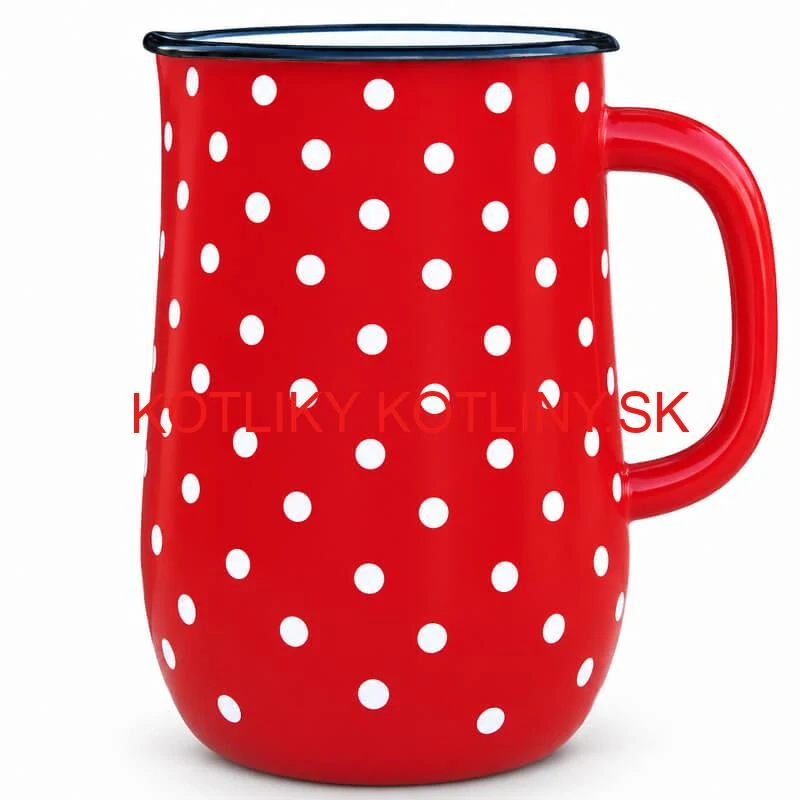 Bodkovaný smaltovaný džbán 2,5 l – červený
