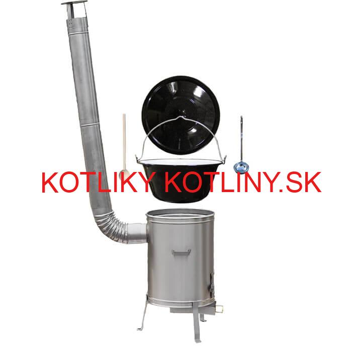 Smaltovaný kotlík 13 L (1,2 mm) + nerezová kotlina 36 cm + vareška a naberačka LUX