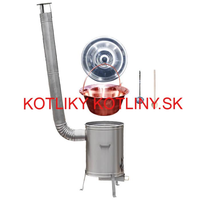 Medený kotlík 30 L (1,2 mm) + nerezová kotlina 45 cm + vareška a naberačka LUX