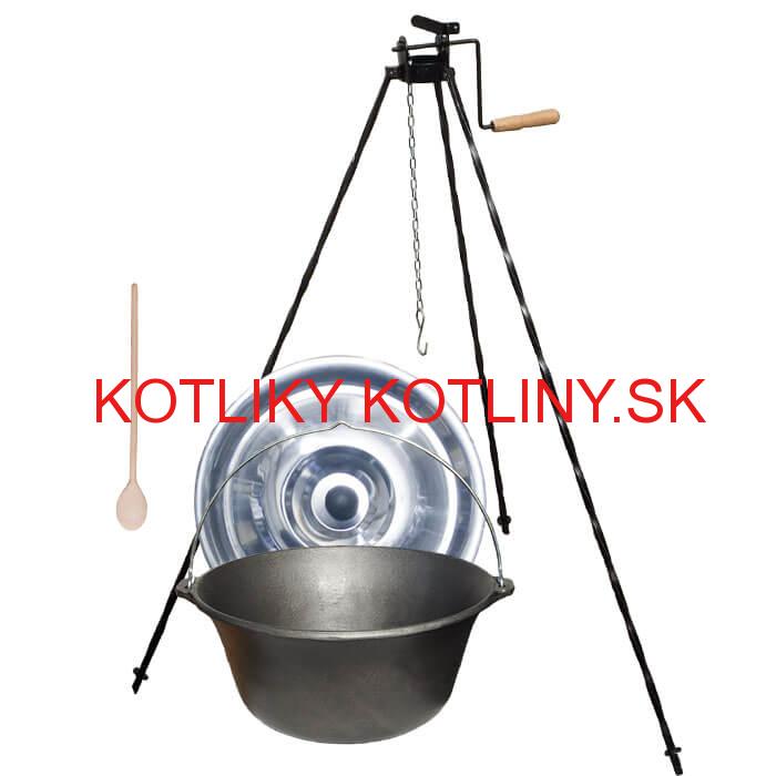 Liatinový kotlík 22 L + stojan s kladkou VAR