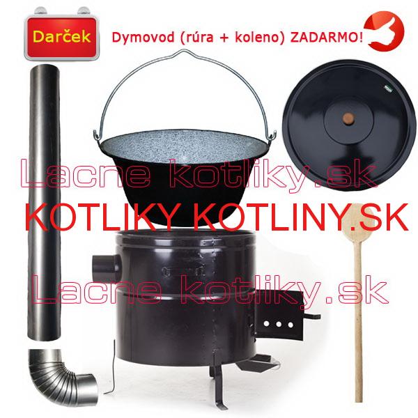 Smaltovaný kotlík 30 L (1,2 mm) + kovová kotlina 50 CLASSIC (KOV) + dymovod Max Party