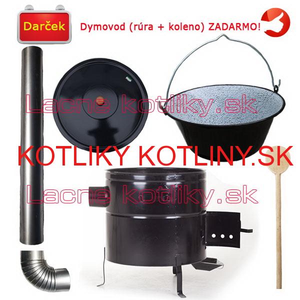 Smaltovaný kotlík 30 L (1,2 mm) + kovová kotlina 50 CLASSIC (KOV) + dymovod Max Party