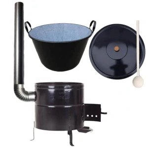 Zabíjačkový smaltovaný kotol 70 L + kovová kotlina 56 cm + dymovod