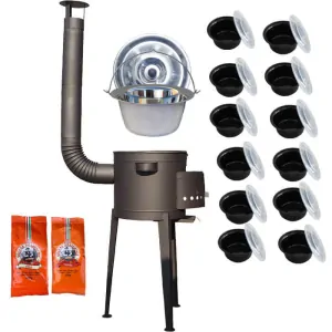 Nerezový kotlík 22 L (0,8 mm) INOX + vysoká žiaruvzdorná kotlina 42 cm PLUS 600 + misky 12 ks + 2 x korenie na guláš 100 g