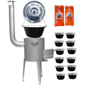 Smaltovaný kotlík 22 L (1,2 mm) + nerezová kotlina 42 cm LUXUS + misky 12 ks + 2 x korenie na guláš 100 g