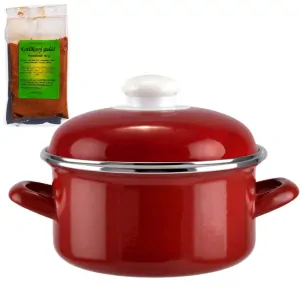 Smaltovaný kastról s pokrievkou 3 L červený + pikantná zmes korenia 50 g Kotlíkový guláš