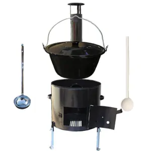 Smaltovaný kotlík 10 L (1,2 mm) + smaltovaná kotlina 31 cm + vareška a naberačka Easy party