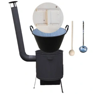 Smaltovaný kotol 100 L + žiaruvzdorná kotlina 42 PLUS 600 4 MM + varecha a naberačka BIG PARTY