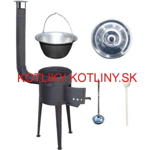 Nerezový kotlík 30 L (1,5 mm) + vysoká žiaruvzdorná kotlina (2,0 mm) HODO 47 cm PLUS 600 + vareška + naberačka