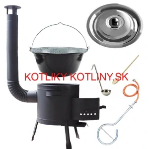 Smaltovaný kotlík (1,2 mm) 30 L + plynový horák k PB + nízka kotlina 45 PLUS 600 + nerezová pokrievka INOX