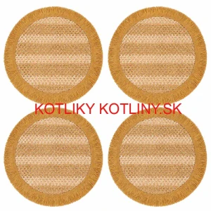 Okrúhle prírodné podložky pod tanier so strapcami 37 cm, 4 ks