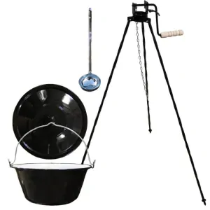 Smaltovaný kotlík 10 L + pokrievka + stojan s kladkou VAR