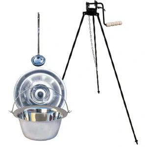 Antikorový kotlík 10 L + pokrievka + stojan s kladkou VAR