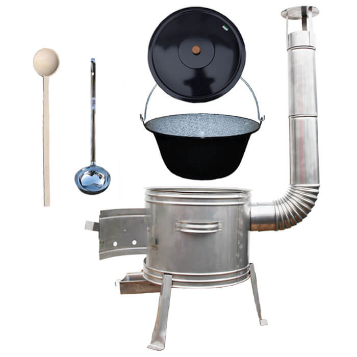 Smaltovaný kotlík 16 L (1,2 mm) + nerezová kotlina 39 cm + vareška a naberačka TOPLUX